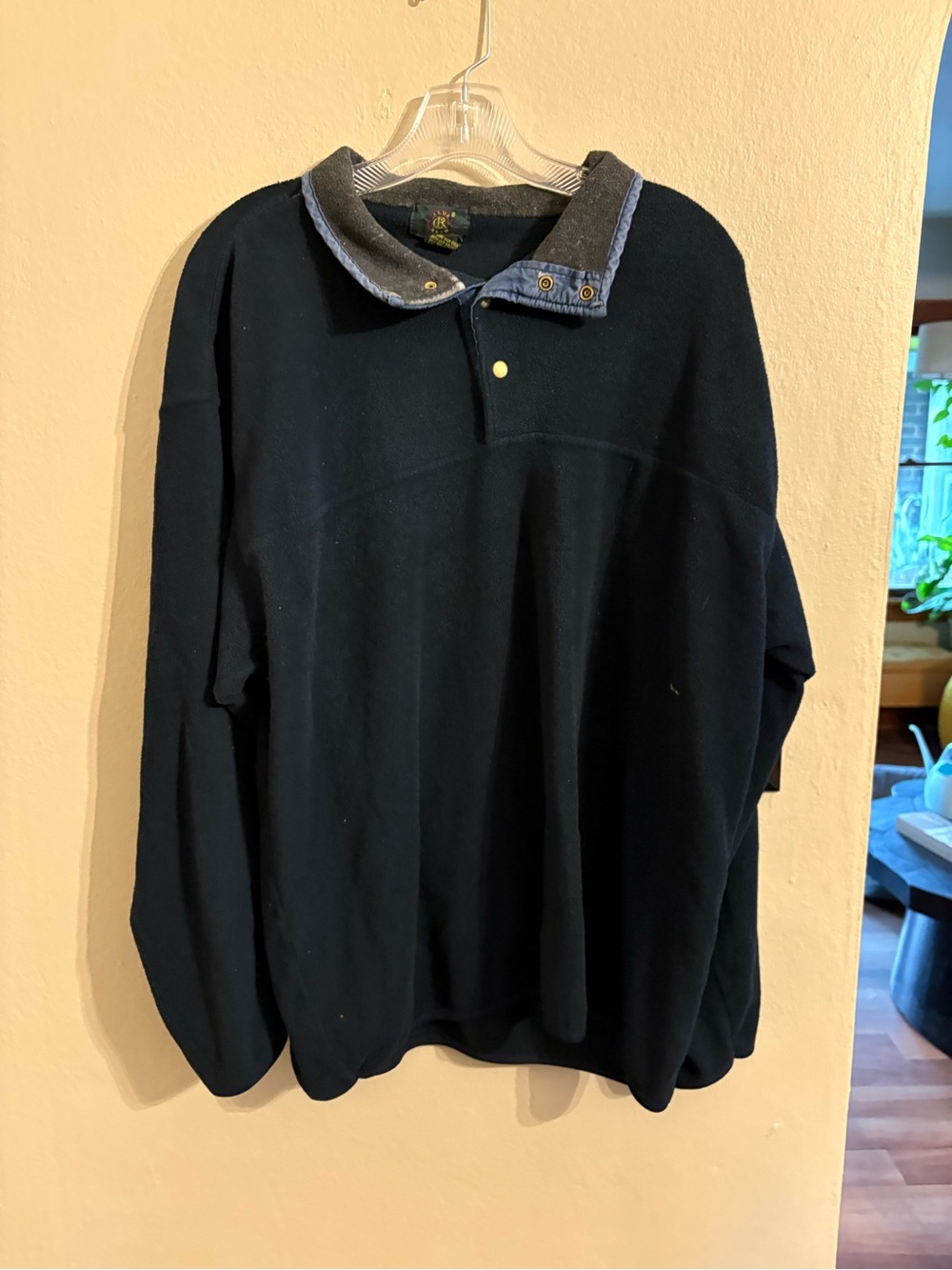 Club Room Navy Pullover with Contrast Gray Collar
